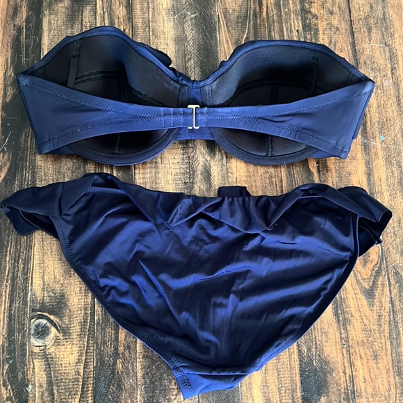 J crew navy ruffle 2 piece bikini size small - Picture 2 of 2